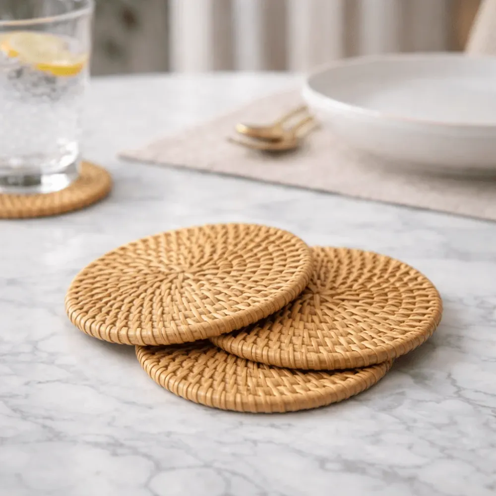LIGNO – Sottobicchieri isolanti termici rattan per la protezione del tavolo Cozey Maison
