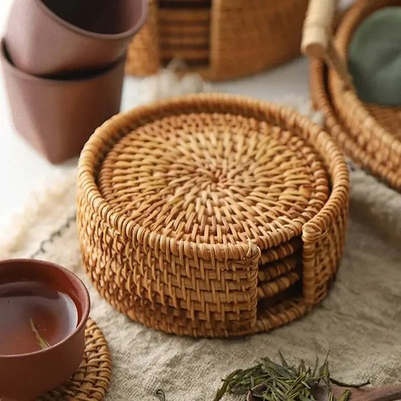 LIGNO – Sottobicchieri isolanti termici rattan per la protezione del tavolo Cozey Maison