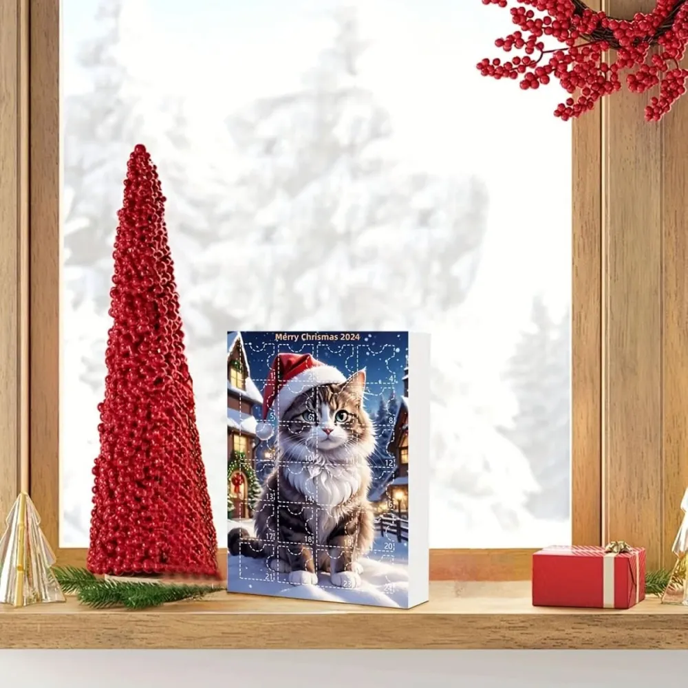 PURRICAL – Calendario dell'Avvento per gatti di 24 giorni con ciondoli acrilici vintage Cozey Maison