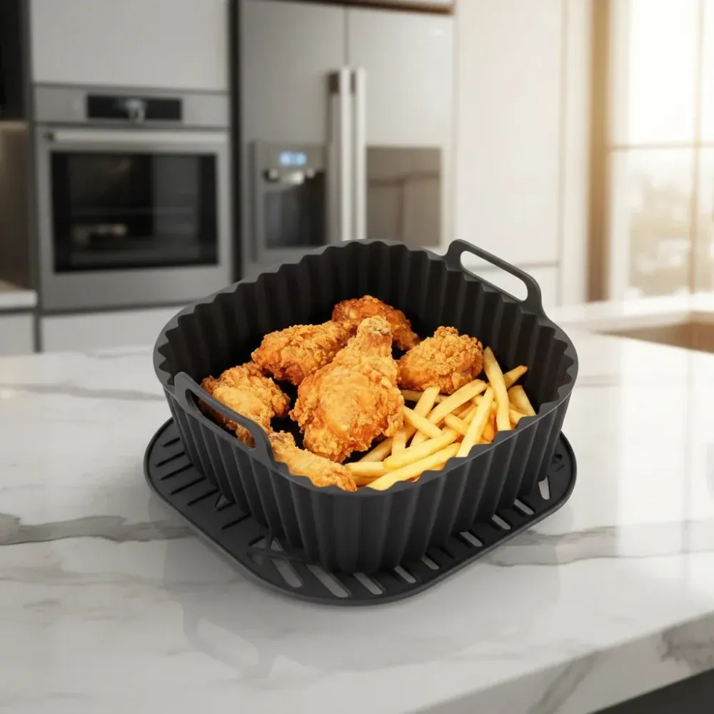 SAUBERFRY – Inserti quadrati silicone per friggitrice ad aria calda, antiaderenti e riutilizzabili (4–7 QT) Cozey Maison