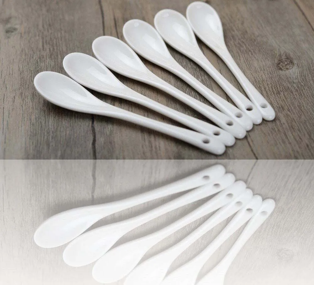 Cucchiaini Di Porcellana Bianca 6 Pz Cucina Cucchiaino Caffè Idea Regalo