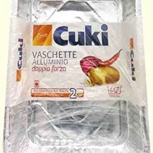24 x CUKI Vaschette Alluminio Senza Coperchio 6 Porzioni 2 Pezzi