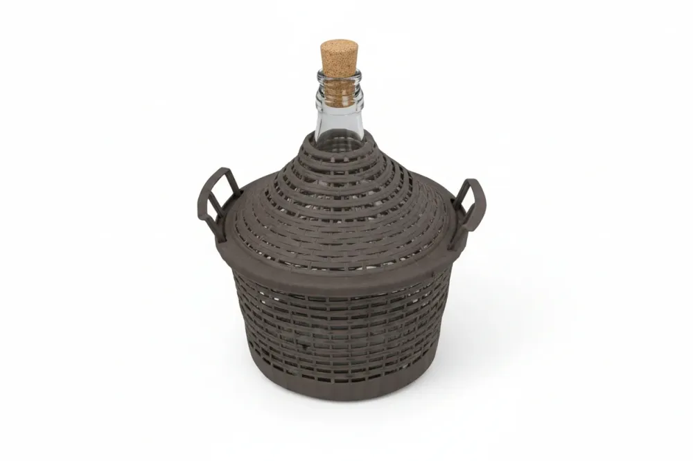 Damigiana Bocca Stretta Vetro Vestita Lt.25 Bocca Ø Mm.41