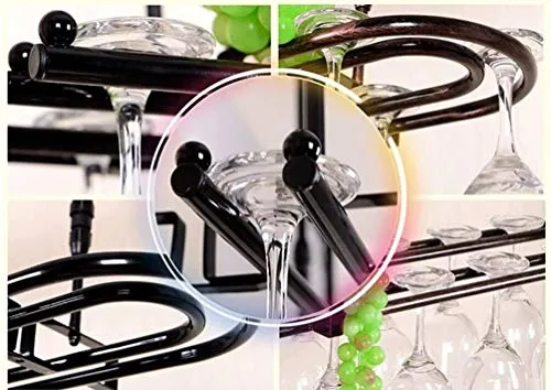 DJSMjbj - Portabicchieri da vino, da appendere, per soggiorno, bar, facile da installare (colore: nero, dimensioni: 82 x 2...