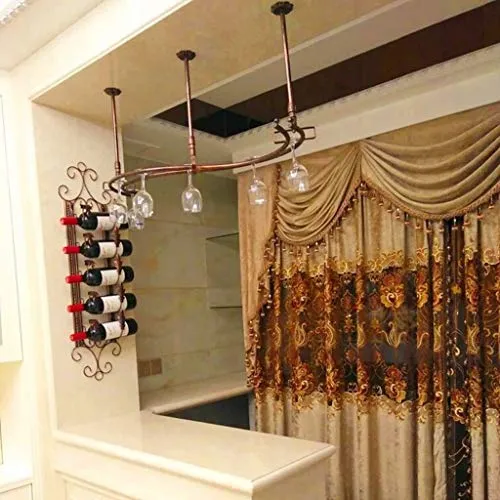 DJSMjbj - Portabicchieri da vino, da appendere, per soggiorno, bar, facile da installare (colore: nero, dimensioni: 82 x 2...