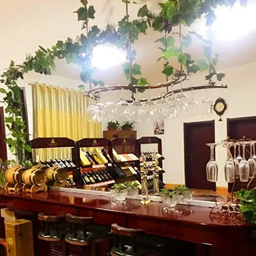 DJSMjbj - Portabicchieri da vino, da appendere, per soggiorno, bar, facile da installare (colore: nero, dimensioni: 82 x 2...