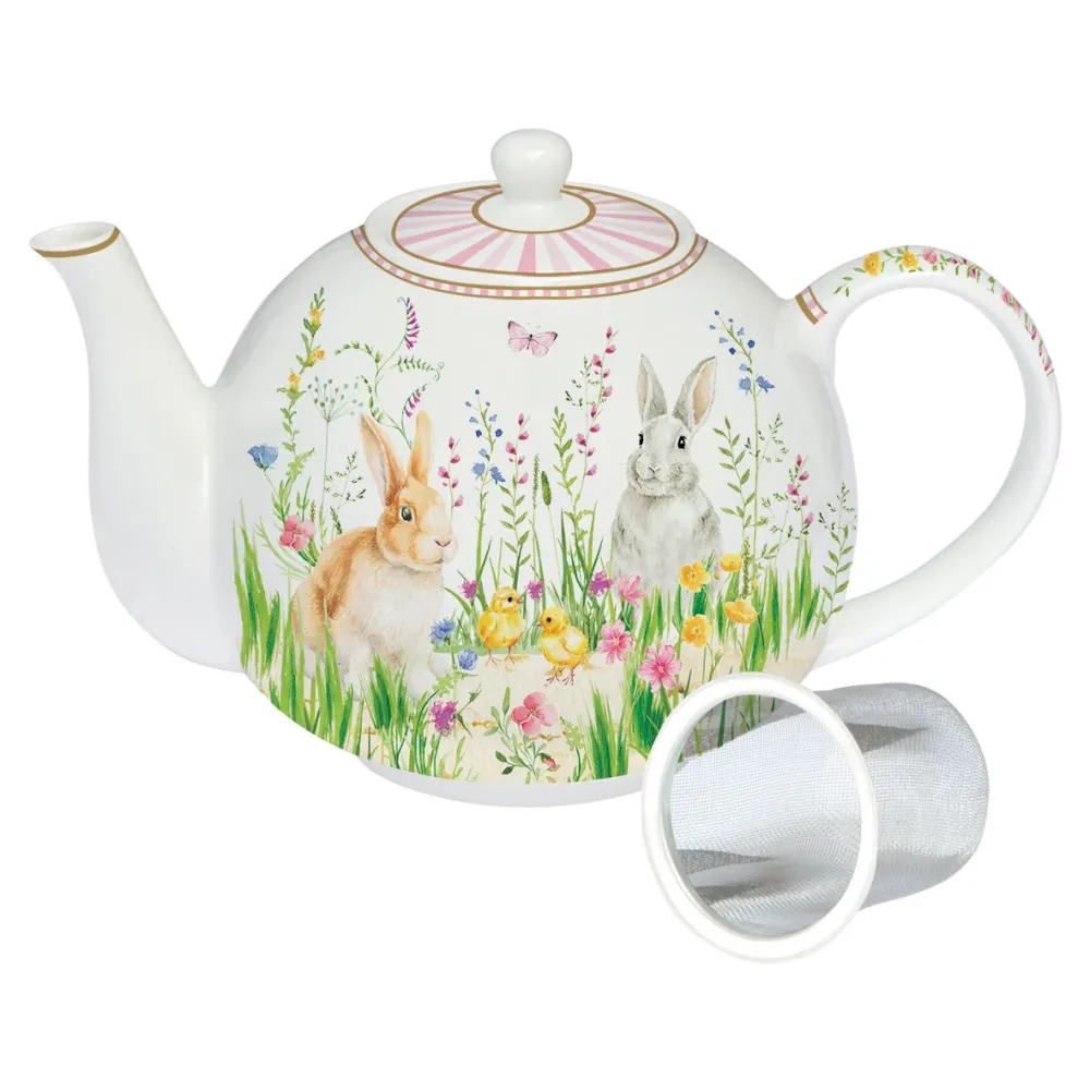 EASY LIFE Happy Easter Teiera 1L Porcellana con Infusiera Metallo