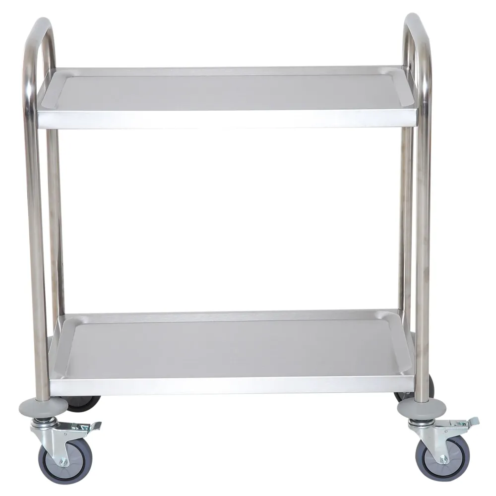 Easycomfort Carrello da Cucina 2 Ripiani con Ruote Acciaio Inox 71x41x81cm, Argento