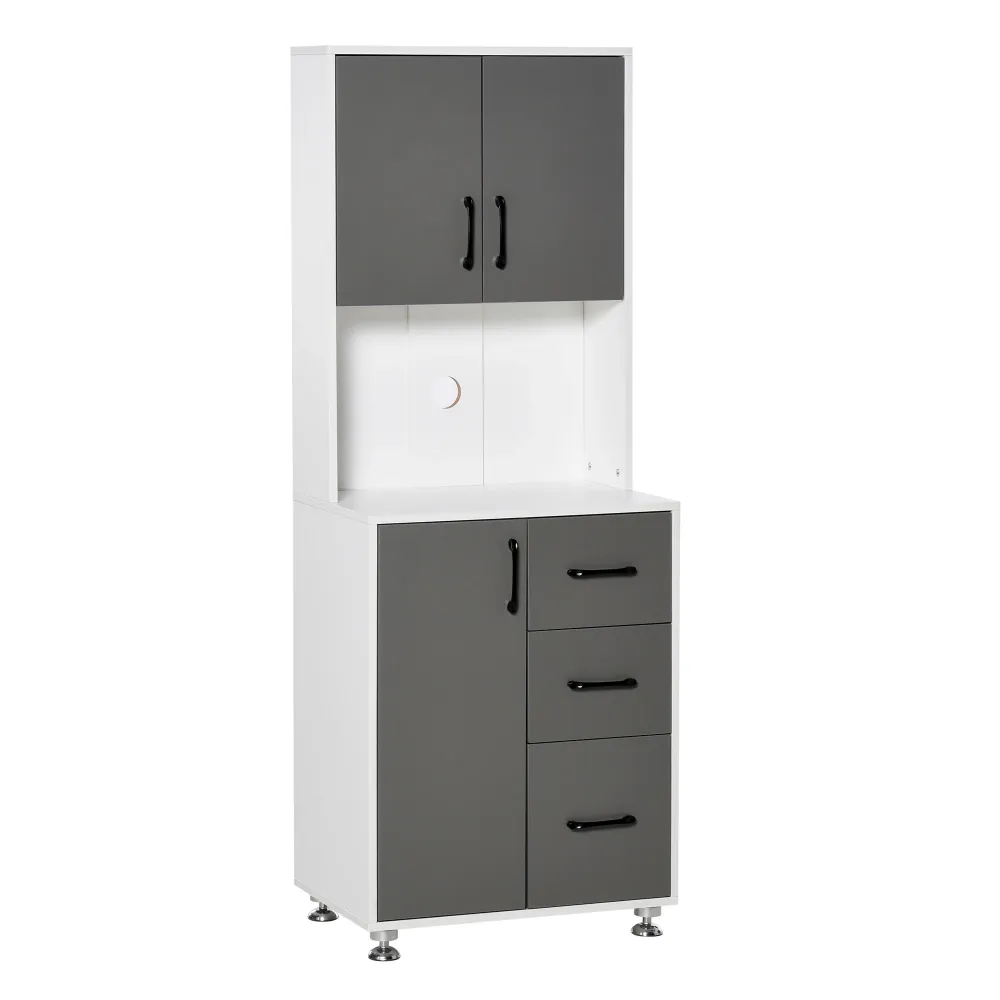 Easycomfort Credenza Alta da Cucina con Design Moderno, Madia Mobile Buffet Legno Bianco e Grigio, 60x40x160cm
