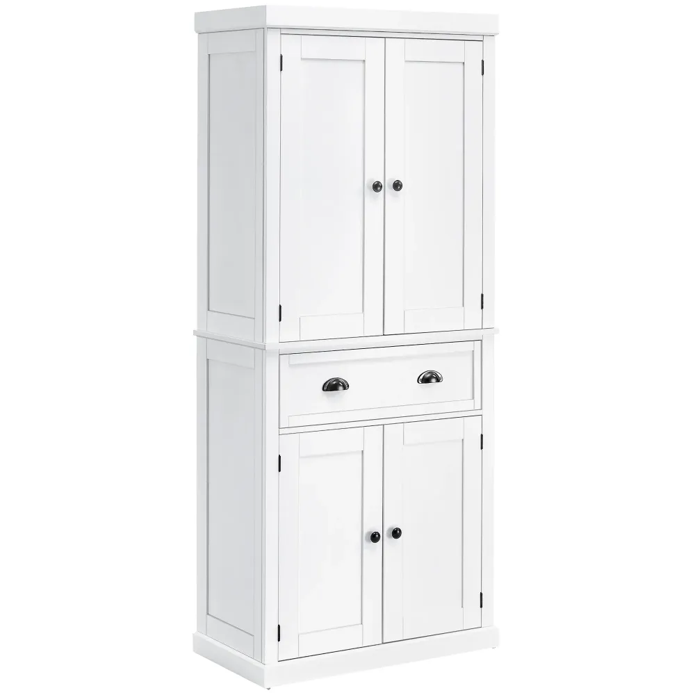 Easycomfort Mobile Cucina con Armadietto Superiore e Inferiore e Cassetto Centrale Legno, 76x40.5x184 cm, Bianco