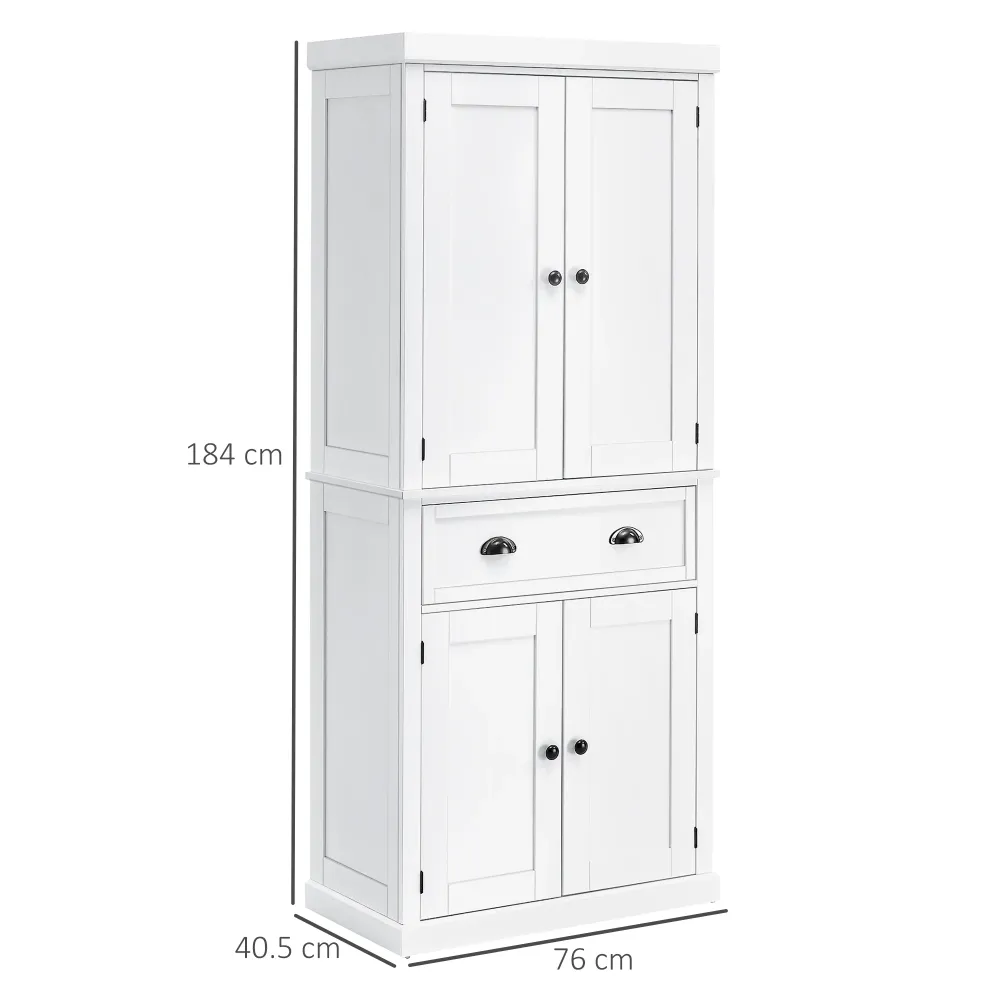 Easycomfort Mobile Cucina con Armadietto Superiore e Inferiore e Cassetto Centrale Legno, 76x40.5x184 cm, Bianco