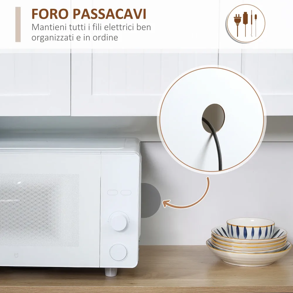 EasyComfort Mobile Dispensa Cucina Legno con Armadietti e Cassetto Stile Country, 101x39x180cm, Bianco