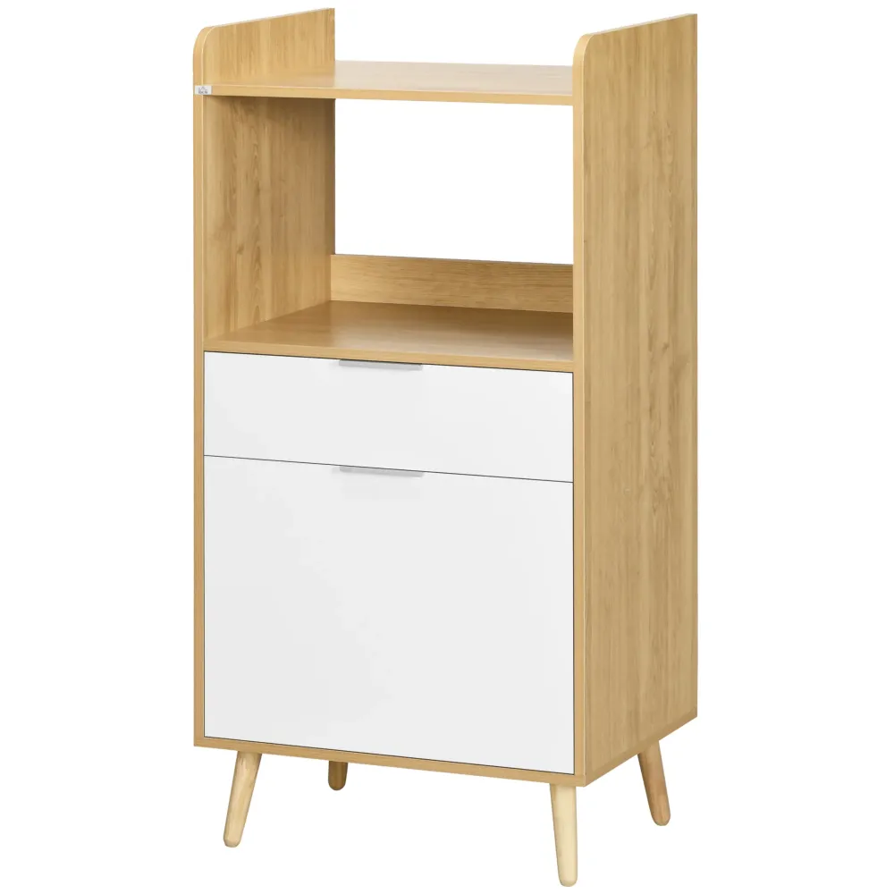 Easycomfort Mobiletto per Microonde Truciolato con Ripiano Superiore, Cassetto Scorrevole e Armadietto, 58x40x118 cm