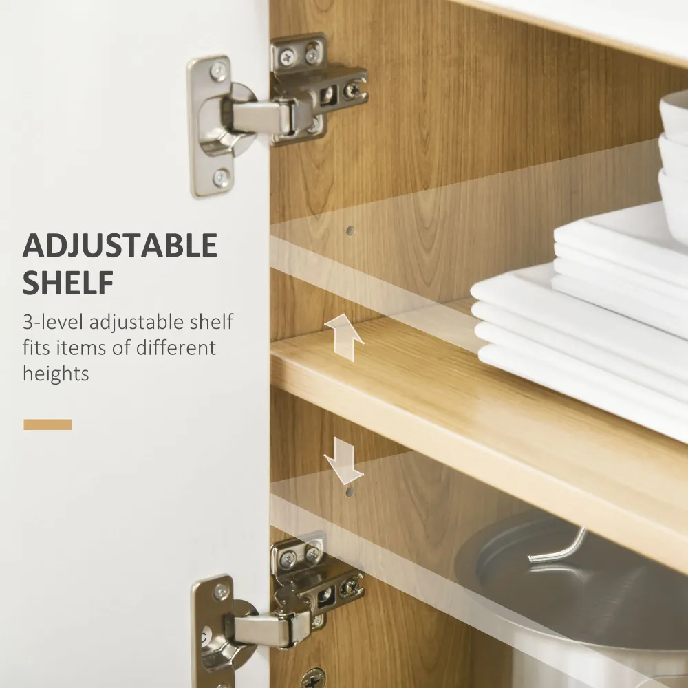Easycomfort Mobiletto per Microonde Truciolato con Ripiano Superiore, Cassetto Scorrevole e Armadietto, 58x40x118 cm