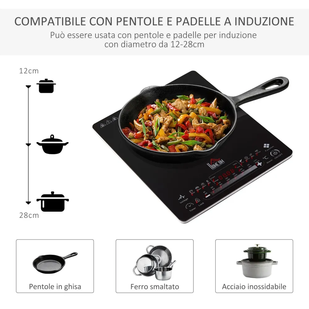 EASYCOMFORT Piastra Induzione Portatile con Display LED-Nero