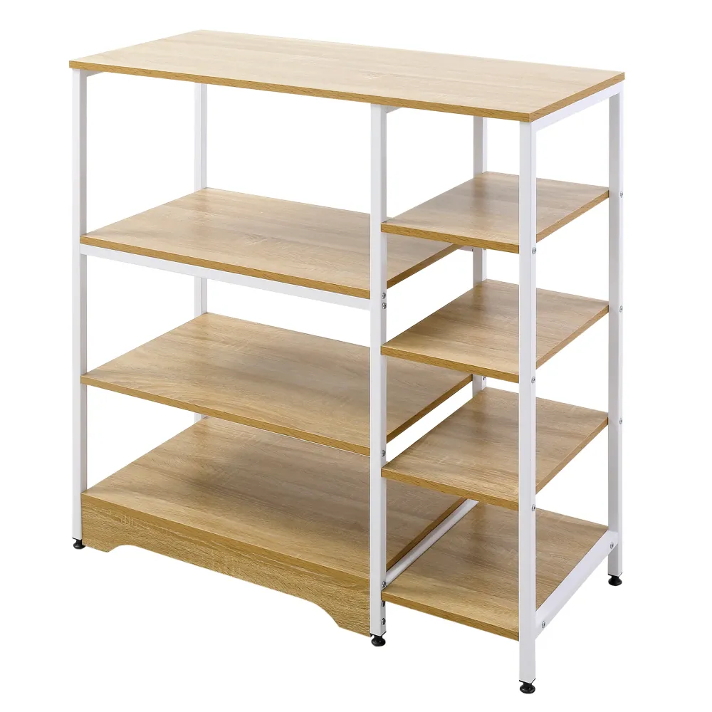 Easycomfort Scaffale da Cucina Basso Salvaspazio Stile Industriale, Mobiletto con 7 Ripiani per Cucina Metallo e Legno, 90...