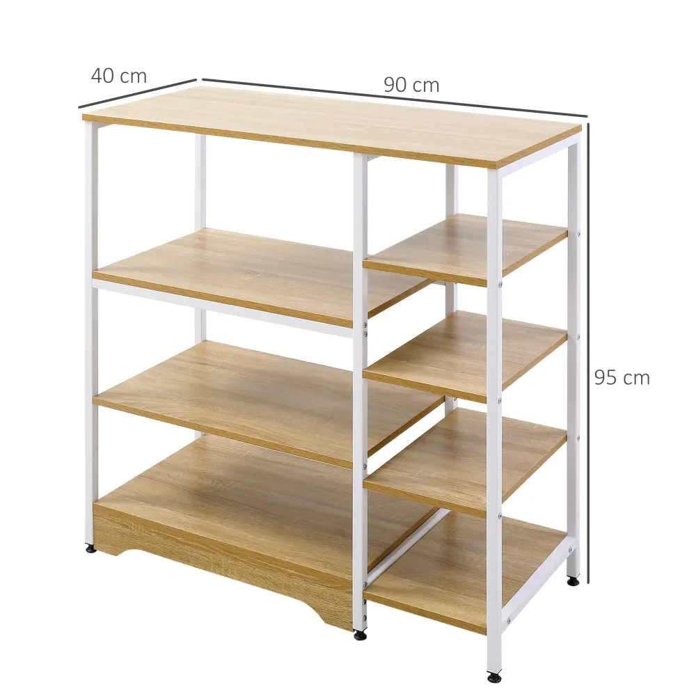 Easycomfort Scaffale da Cucina Basso Salvaspazio Stile Industriale, Mobiletto con 7 Ripiani per Cucina Metallo e Legno, 90...