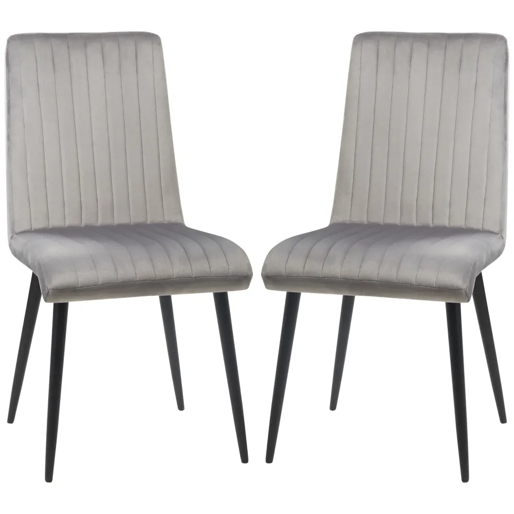 Easycomfort Set 2 Sedie da Cucina Imbottite e Salvaspazio con Gambe Acciaio, 43x58x90 cm, Grigio e Nero