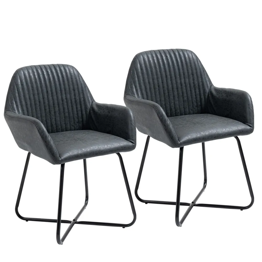 Easycomfort Set 2 Sedie Moderne per Sala da Pranzo, Cucina o Soggiorno, Sedie Imbottite Similpelle Nera 60x56.5x85cm