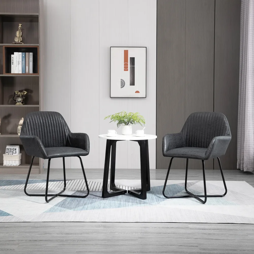 Easycomfort Set 2 Sedie Moderne per Sala da Pranzo, Cucina o Soggiorno, Sedie Imbottite Similpelle Nera 60x56.5x85cm
