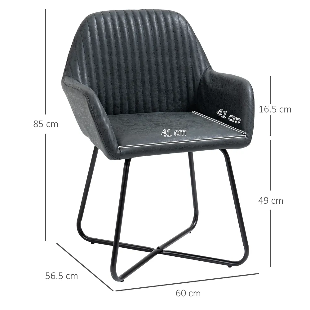 Easycomfort Set 2 Sedie Moderne per Sala da Pranzo, Cucina o Soggiorno, Sedie Imbottite Similpelle Nera 60x56.5x85cm