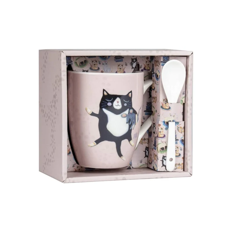 Enesco Mug con Cucchiaio Crazy Cat
