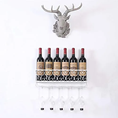 FAFZ Portavini Portabottiglie Metallo Parete, Porta Bicchieri da Vino， Espositore per Vino Multifunzionale per Sala da Pra...