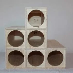 FAVINU Cassetta modulare portabottiglie Vino Legno 6 Scomparti, Che, assemblata con Altri Moduli, Forma Una cantinetta (De...