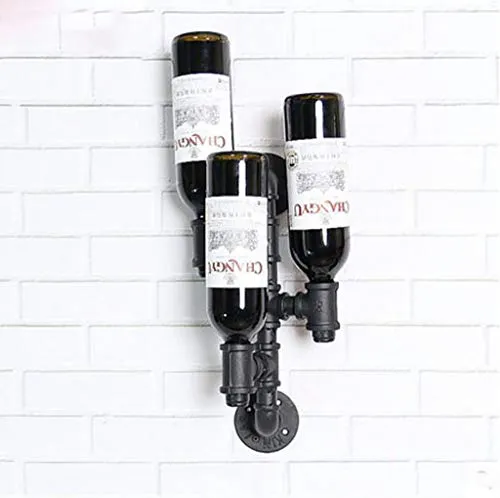 FCXBQ Bicchiere da Vino Cornice Vetro Portabottiglie Vintage Industriale Fontana Bar Bar Portabottiglie Parete Parete Corn...