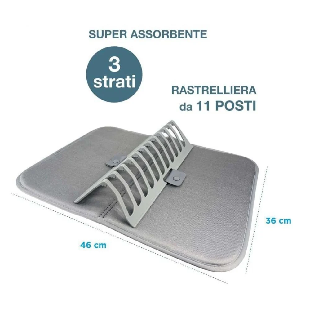 Scolapiatti Microfibra con Rastrelliera 46x36 cm, 3 Strati FERCASASHOP