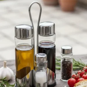 Set Menage da Tavola Convoy - Olio, Aceto, Sale e Pepe con Supporto FERCASASHOP