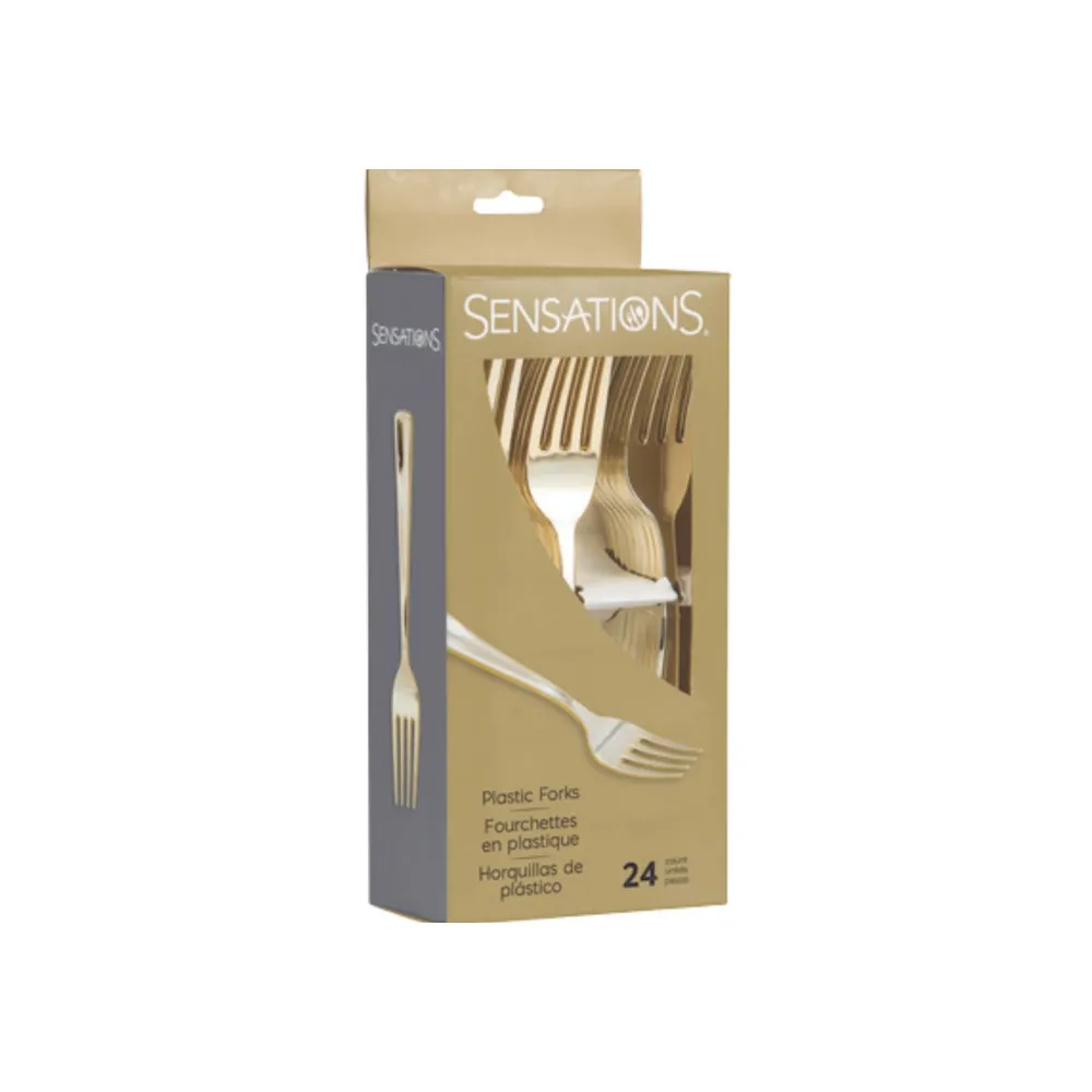 Forchetta Plastica Riutilizzabile Oro metalizzato pz24