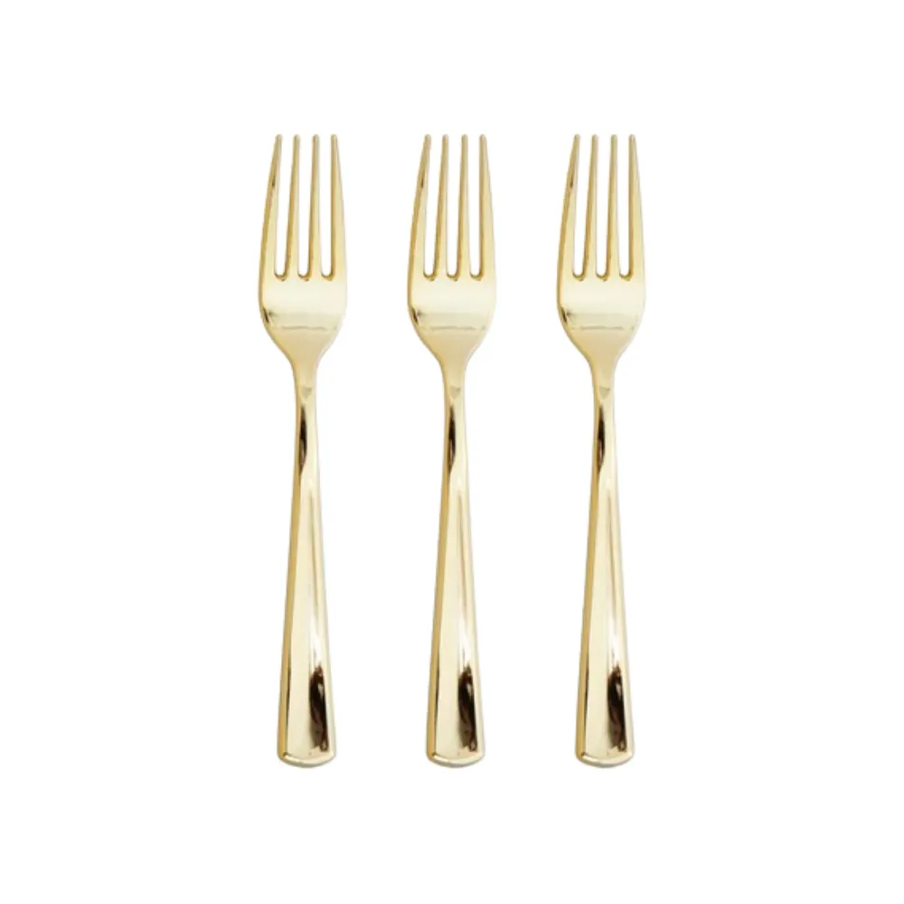 Forchetta Plastica Riutilizzabile Oro metalizzato pz24