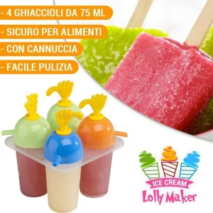 Forma Stampo Stampino Per Ghiaccioli Gelato 4 Scomparti Feste Party Ice Maker