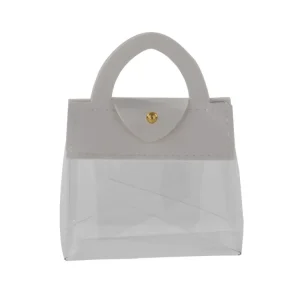 Grazia borsetta portaconfetti 7xh.9cm pvd ed ecopelle trasparente e bianco