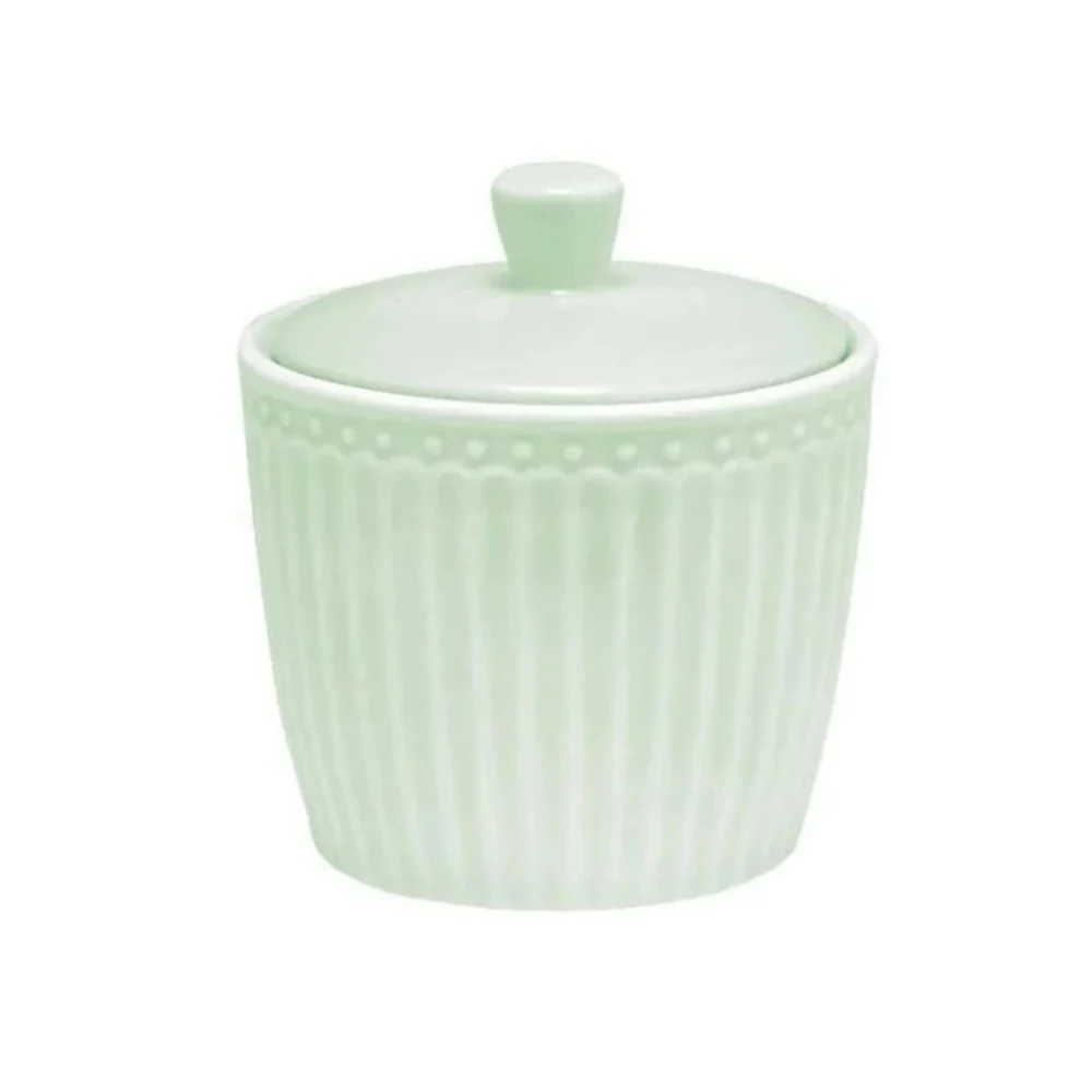 GREENGATE Zuccheriera con coperchio ALICE porcellana verde 9x9.5cm STWSUGAALI3906
