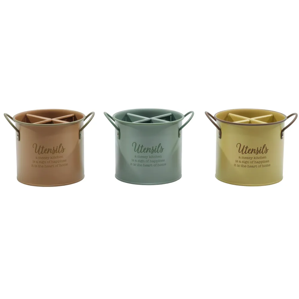 GUSTO CASA - Portautensili da Cucina Metallo con 4 Scomparti - h12,3 cm diametro 13,5 cm