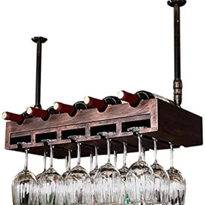 HZWLF Mensole sospese Legno massello Portabicchieri da Vino da Appendere Bar Bar Portabottiglie Portabottiglie Moderno e M...