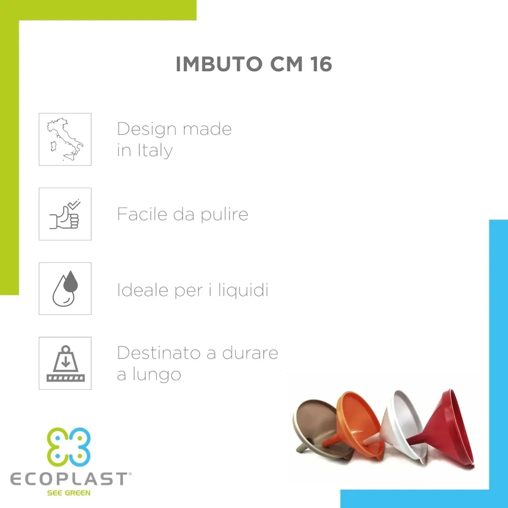 Imbuto Cucina Plastica 16Cm, 10 Pezzi Ecoplast