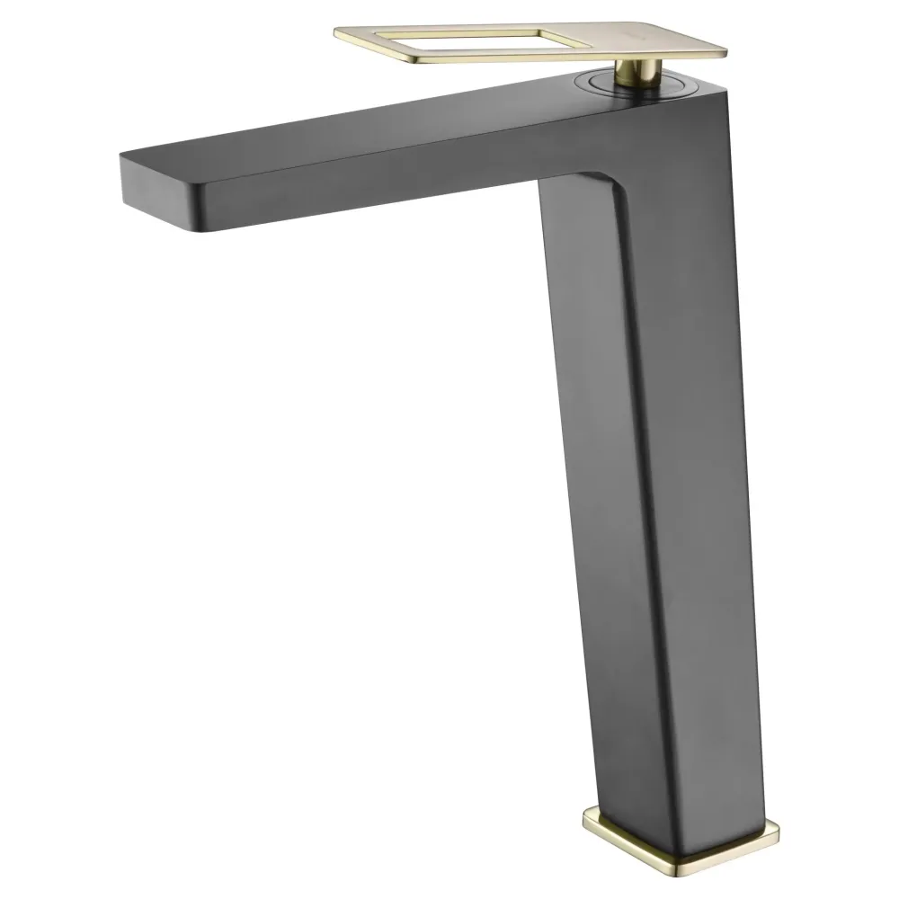 Imex – Svezia rubinetto monocomando per lavabo alto nero oro lucido