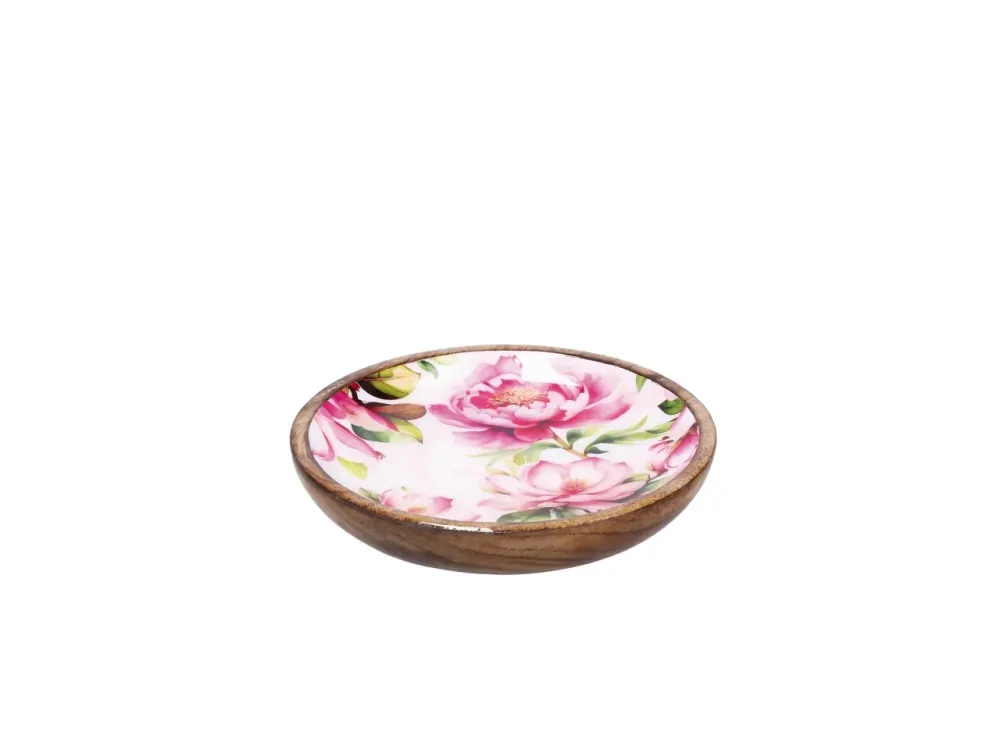 Iole piatto 15cm legno con decorazione floreale, 2 assortimenti