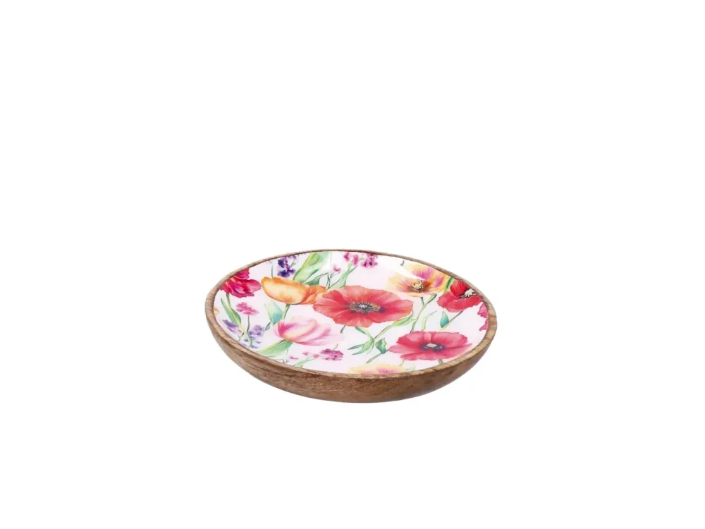 Iole piatto 15cm legno con decorazione floreale, 2 assortimenti