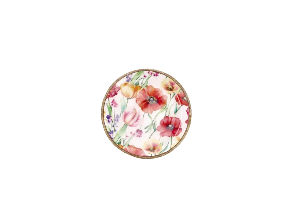 Iole piatto 15cm legno con decorazione floreale, 2 assortimenti