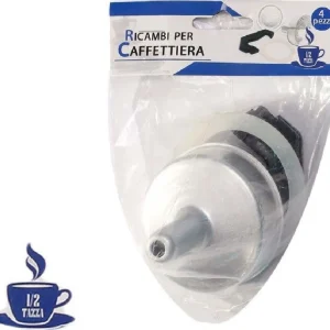 Kit 4pz Ricambi Filtro Guarnizione Manico Imbuto Caffettiera Moka Misura 1/2 Tazza