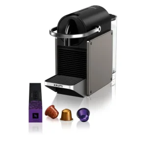 Krups Macchina per capsule Pixie XN306 – per Nespresso, 0,7 l, argento, 11,2 × 23 × 32 cm