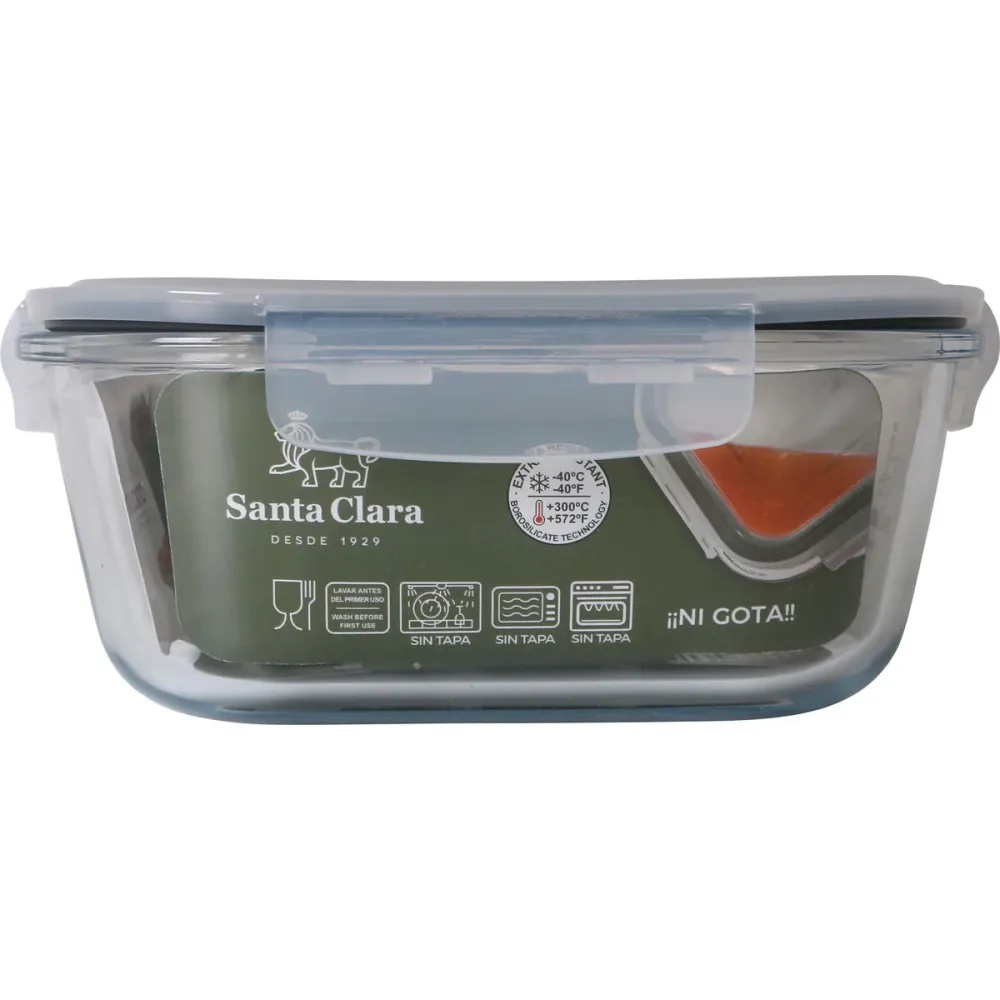 Lancheira Hermética Santa Clara Transparente Retangular 2,4 L (4 Unidades)