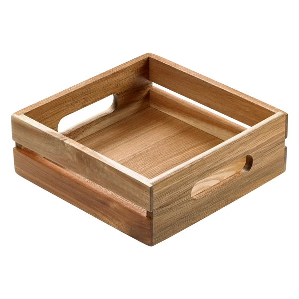 Leone - S5003 - Cassetta per alimenti - 20 x 20 x 7 cm - legno di acacia - Leone - 96608 - Conf. da 1 Pz.