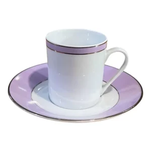 Set 6 tazzine da caffè filo platino e lilla Limoges