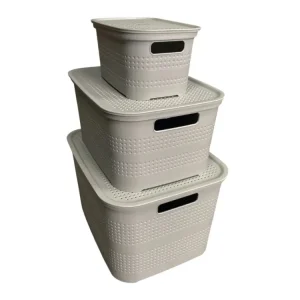 Linea smart tris scatola con coperchio small-medium-large con divisore interno tortora
