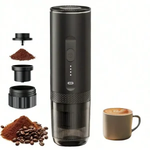 Macchina da caffè espresso portatile con ricarica USB-C e funzione di riscaldamento,